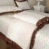 Juego de cuatro piezas de colcha de algodón lavado vintage estilo ins, colcha de verano de gasa de doble capa de algodón puro, colcha de aire acondicionado estilo princesa