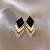 Pendientes Geométricos Prismaticos con Incrustaciones de Diamante Estilo Nuevo Lujo Ligero Diseño de Nicho de Gama Alta Pendientes de Moda Pendientes Estilo Hong Kong