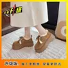 Botas de Neve da Moda para Baixinhas com Solado Grosso e Aumento de Altura Outono e Inverno 2025 Novas com Pelúcia Espessa, Cadarço, Birkenstock, Sapatos de Algodão