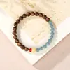 Pulsera de Madera de Aloeswood Kyanan Natural con Cuentas Redondas de Jade Azul Agua, Cuenta Cilíndrica Individual de Ámbar Natural, Cuentas de Madera de Aloeswood en Stock