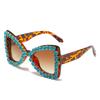 Nuevas gafas de sol Yingling de moda transfronteriza de 2022 con forma de bola grande, gafas de sol con incrustaciones de diamantes, gafas de mariposa de estilo occidental populares y populares.