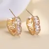 Pendientes de Moda Estilo Europeo Lujo Ligero con Circonita Incrustada en Forma de Corazón Venta Caliente Temperamento de Gama Alta Moda Súper Brillantes Corazón de Melocotón Pendientes Versátiles
