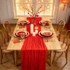Caminho de mesa bali vermelho de Ano Novo, mesa de sobremesas para festa de casamento, toalha de mesa longa torcida, decoração com atmosfera de Natal