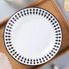 Louça de Mesa de Luxo Leve de Celebridade da Internet Prato de Jantar de Cerâmica para Restaurante Ocidental Prato de Cerâmica Simples para Uso Doméstico Prato de Frutas