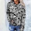 Sudadera con capucha de hombro nueva para mujer europea y americana 2024 primavera y otoño divertida holgada versátil moda top de mujer