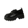 Sapatos de couro de salto grosso estilo britânico para mulheres 2024 novo verão versátil lace-up retro casual sapatos de plataforma estilo japonês