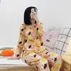 Pijamas de Primavera y Otoño para Mujer, Delgados de Cuello Redondo, Estilo Lindo, Chica de Cómics, Pequeño, Delgado, Conjunto de Ropa de Casa de Otoño e Invierno