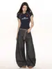 Pantalones Casuales de Gama Alta con Pierna Curva para Mujer, Diseño Único, Versátiles, Pantalones de Pierna Ancha Fluidos de Largo Hasta el Suelo, Estilo Ins