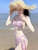 Novo Maiô de Três Peças 2026 para Mulheres, que Cobre a Barriga e Emagrece, Roupa de Banho para Férias na Praia e Fontes Termais [Envio Direto Disponível]