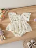 Mameluco de bebé de manga corta verano gasa mono triangular conjunto de una pieza conjunto de tulipán para niña mameluco