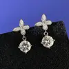 Brincos Populares de Prata Esterlina S925 com Moissanita do Xiaohongshu, Design de Nicho, Sensação de Luxo, Laço Exquisito, Dinâmicos
