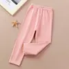 Calça de veludo infantil versão lisa - para usar por baixo no outono e inverno, calça justa, quente, à prova de frio, nova, autotérmica