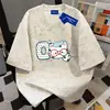 Camiseta de Manga Corta de Algodón Puro para Parejas con Diseño de Gatito Sencillo para Mujer 2026 Verano Divertida Casual Estilo Dibujo Animado ins Top