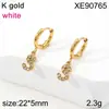 Pendiente de Letra Completa de Diamante PVD Dorado Acero de Titanio Pendientes Nicho Europeo y Americano Lujo Ligero Circonita Incrustada Ear Cuff Mujer Transfronterizo