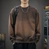 Sudadera Pesada 360g Retro Degradado Lavado Cuello Redondo para Hombre, Otoño Estilo Americano Holgada Casual Moderna Manga Larga