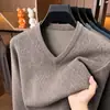 Envio direto do fabricante Puyuan: Suéter de malha masculino novo de inverno com gola V espessa, camada base de tricô de manga comprida