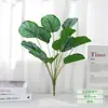 Viajero de hoja plátano palma Areca hoja de tortuga plástico planta verde pequeña con hierba manojo único flor artificial planta en maceta decoración paisajismo
