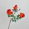 Flores Artificiales de Rosa con Borde Quemado, Flores Realistas de Alta Calidad para Decoración del Hogar, Sala de Estar, Adornos para Mesa de Comedor, Arreglos Florales de Boda, Flores Decorativas
