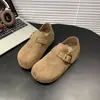 Zapatos de cuero sin cordones con hebilla, cobertura total, nuevo estilo casual retro de otoño 2026, zapatos para mujer con plataforma estilo Birkenstock