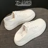 Zapatos Blancos de Encaje de Cuero Genuino para Mujer, Suela Suave, Cómodos, Doble Uso, Versátiles, Ligeros, Tenis Casuales