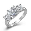 Comércio Exterior Anel Cravejado Coração de Amor Corte Coração Moissanita Imitação Broca Redonda Corte Coração de Pêssego Personalizado Anel Fileira Três Diamantes