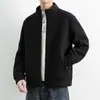Casaco Cardigan de Lã para Outono e Inverno Masculino, Jaqueta Versátil de Moda Casual em Lã Polar com Gola Alta Masculina, Casaco Masculino