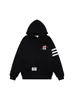 Sudadera con capucha bordada de letras a rayas retro americana para hombre y mujer, diseño 2026 marca de moda ajuste holgado top para pareja
