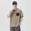 Camiseta de Manga Corta con Parches Estilo Americano de Marca Tendencia Xintang para Hombre, Nueva de Verano Delgada de Cuello Redondo Holgada de Media Manga.