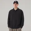 Moletom masculino 2026 primavera e outono novo estilo, gola alta, jaqueta pulôver com meio zíper, estilo japonês texturizado, jaqueta da moda de cor sólida