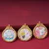Pingente Tanka de Raposa de Nove Caudas Pintado à Mão com Incrustações de Ouro Liga Tibetana Caixa Gau Pingente Amuleto Budista Ornamento Estilo Chinês