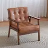 Juego de tres piezas de silla de sofá de madera maciza para balcón, una mesa y dos sillas, silla de sofá individual casual para relajarse, mesa y sillas de cafetería