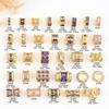 Color cobre dorado chapado en oro micro-incrustado circonita púrpura rosa cuadrado T cintura pequeña perforado perla pulsera collar accesorios con cuentas