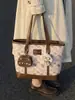 Bolsa Tote Feminina de Design de Nicho Transfronteiriço, Bolsa de Mão Fofa de Grande Capacidade, Bolsa de Ombro Estampada com Desenho para Estudantes e Commuters