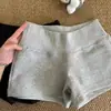 Shorts Esportivo Cinza de Cintura Baixa para Mulheres, Estilo Fino de Verão, Nova Roupa Externa de Cintura Alta 2025, Shorts de Cinco Pontos Sexy, Hot Pants Emagrecedor