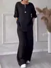 2026 Comercio Exterior Transfronterizo Amazon Moda Ropa Europea y Americana para Mujer Top Cómodo Holgado Pantalones de Pierna Ancha Conjunto Casual de Algodón y Lino