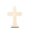 Cruz de Madeira Transfronteiriça Ornamento de Artesanato de Páscoa DIY Pequena Mesa Batismal Decoração de Casa Placa de Madeira Cruz