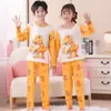 Pijamas de niña, primavera y otoño, jersey de cuello redondo con dibujos animados, ropa de casa de manga larga, traje para niños y niñas, ropa de casa