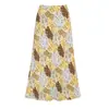 Falda de malla retro con estampado estilo coreano y japonés para mujer, falda bodycon floral chic de verano para vacaciones