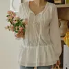 Conjunto de otoño para mujer de Dongdaemun, Corea, estilo francés elegante, con cordones, volantes y manga larga, y falda corta