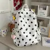 Mochila pequeña con estampado de lunares gris plateado estilo francés, suave y dulce, adecuada para niñas y estudiantes, perfecta para salidas de vacaciones y crear una atmósfera acogedora.