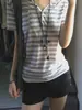 Camiseta de Manga Corta con Capucha a Rayas para Mujer 2026 Nuevo Estilo de Verano Talla Grande Adelgazante Diseño que Cubre el Vientre Hombro Normal Top Corto