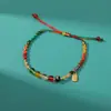 Festival do Meio do Outono Pulseiras Coloridas de Cordão com Bolinhas Bordadas Feitas à Mão para Homens e Mulheres, Pulseiras Festivas Trançadas de Fio de Cinco Cores para Casais, Atacado do Fabricante