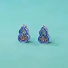 Plata Pura S999 Nuevo Estilo Chino Tendencia Nacional Azul Quemado Cloisonné Flor Tallada Calada Calabaza Cuentas Espaciadoras Pulsera DIY Accesorios de Plata