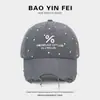 Gorra de Béisbol Negra con Lunares Rasgados para Mujer, Corona Profunda de Moda, Ala Ancha, Aspecto de Alta Gama, Circunferencia de Cabeza Grande, Gorra de Pico Suave