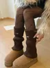 Calcetines de Punto Gruesos Cálidos de Lana para Otoño e Invierno con Logo Metálico, Calentadores de Pierna hasta la Pantorrilla, Calcetines Adelgazantes para Pantorrilla