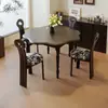 Mesa de Jantar Redonda de Madeira Maciça Retrô, Mesa Redonda Pétala Preta Minimalista Moderna Americana, Mesa de Jantar Francesa para Apartamentos Pequenos