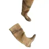 Botas Apiladas Estilo Retro Maillard 2026 Tendencia Caliente Moda Patchwork Correa de Doble Hebilla con Estilo Chica Picante Estilo Páramo Botas Largas por Encima de la Rodilla para Mujer
