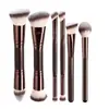 Set de Pinceles de Maquillaje Doble Cara Transfronterizo Europeo y Americano, Pincel para Base tipo Almohada, Pincel para Polvo de Rubor, Pincel de Maquillaje Color Café, Herramientas de Belleza
