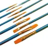 Conjunto de Pincéis de Nylon para Aquarela Transfronteiriço de Comércio Exterior, Pincéis com Cabo Azul de 10 Peças para Aquarela, Pintura a Óleo e Pintura Acrílica