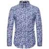Camisas para hombre camisa de hombre transfronteriza talla europea nueva comercio exterior talla grande camisa de manga larga estampada camisa de flor para club nocturno